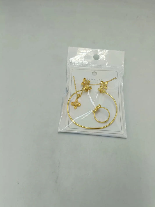 Gold Plated Four-Leaf Clover Jewelry Set